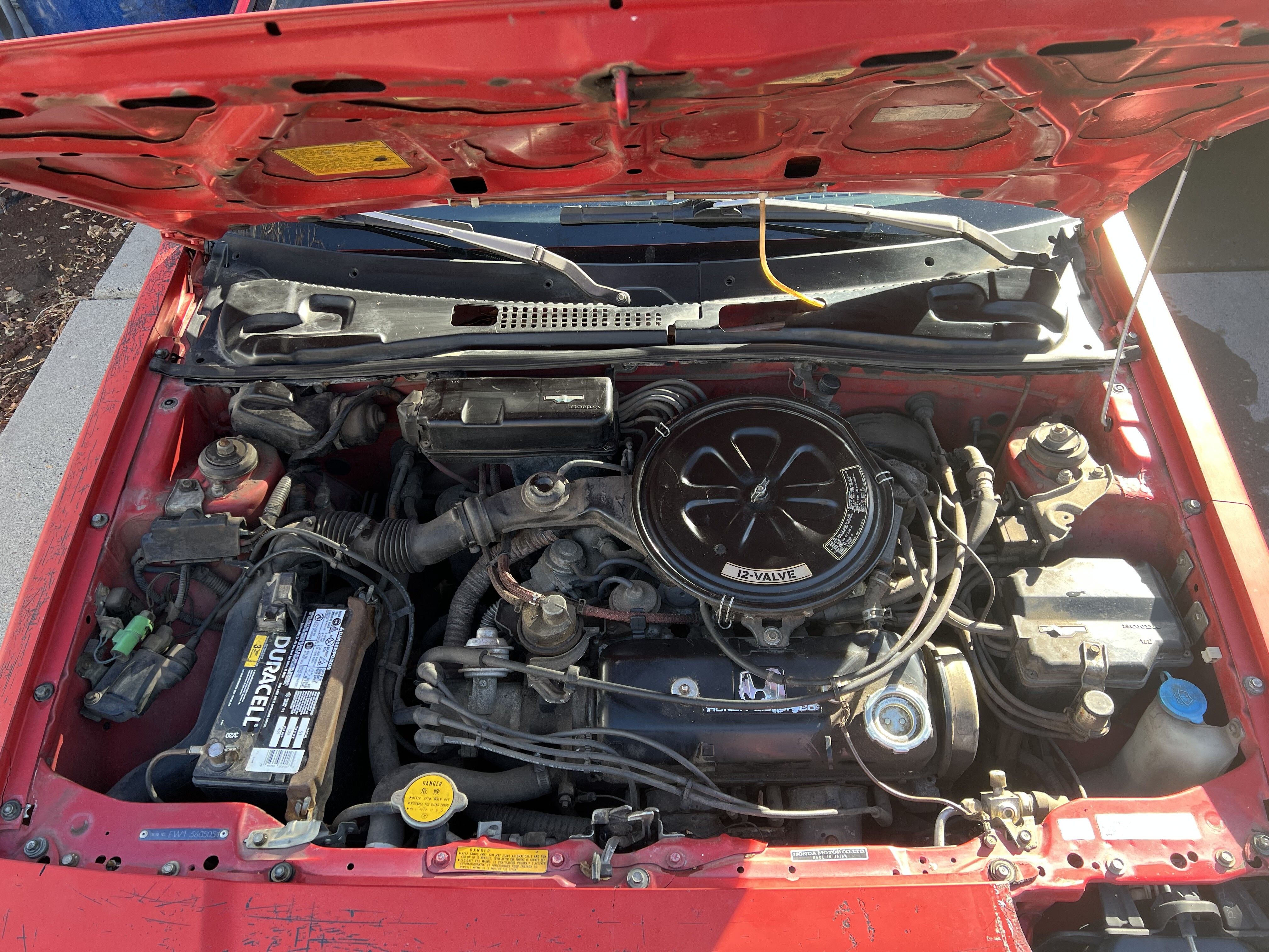 1986 Honda Crx JHMAF5329GS047196 Red Charcoal Grey and Black 1.5-liter SOHC inline-four