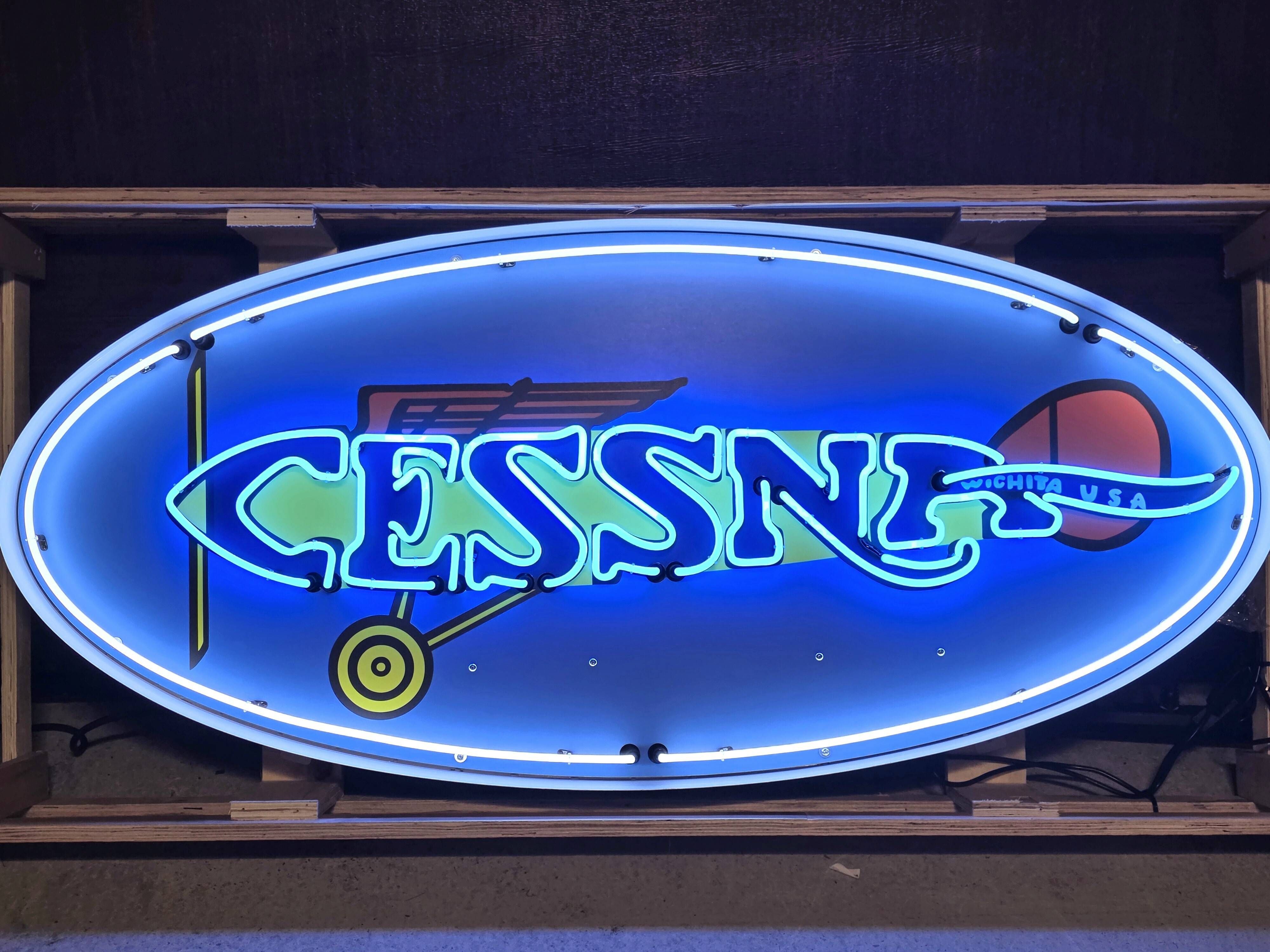 Sold - No-Reserve Vintage-Look Cessna Aircraft Neon Sign