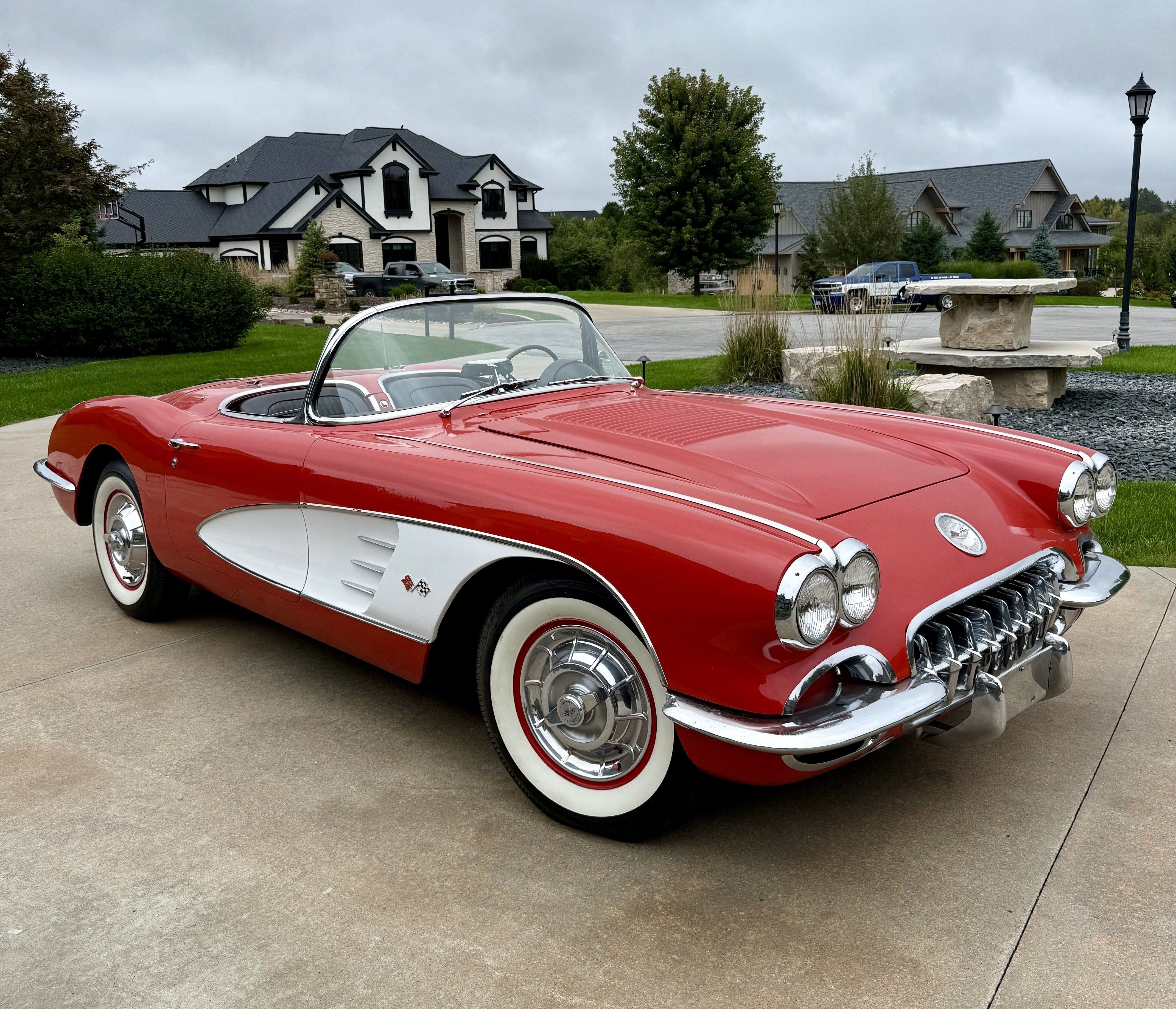 1958 Chevrolet Corvette Red And White C1 Roadster 4-Speed Manual